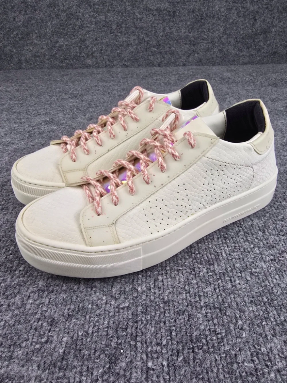 P448 Thea Mini Chess Platform Sneakers White Pink Size 38 US 7.5